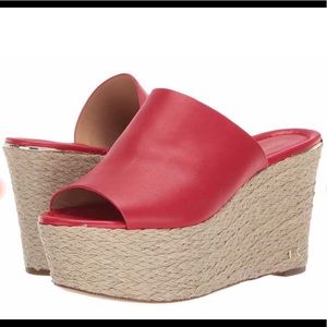 Michael Kors Women Red Cunningham Wedge Sandals